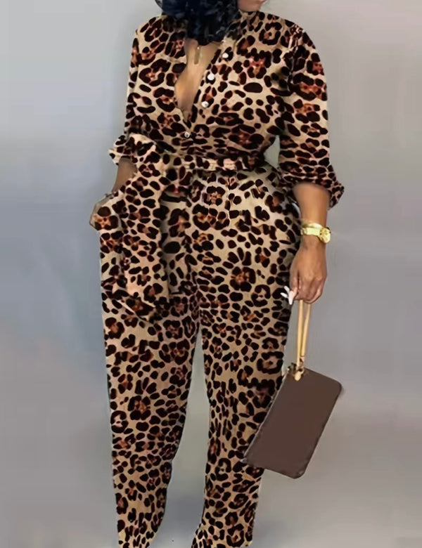 Long Sleeve Women Leopard Print