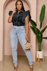 Elegance Unleashed: Refined Ruffles Blouse