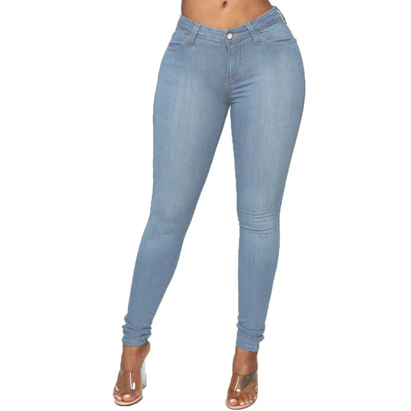 High Waist Stretch Jeans For Women Fashion Slim Denim Pencil Pants Casual Multicolor female