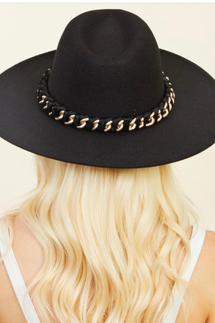 Black Gold Chain Link Fedora Hat