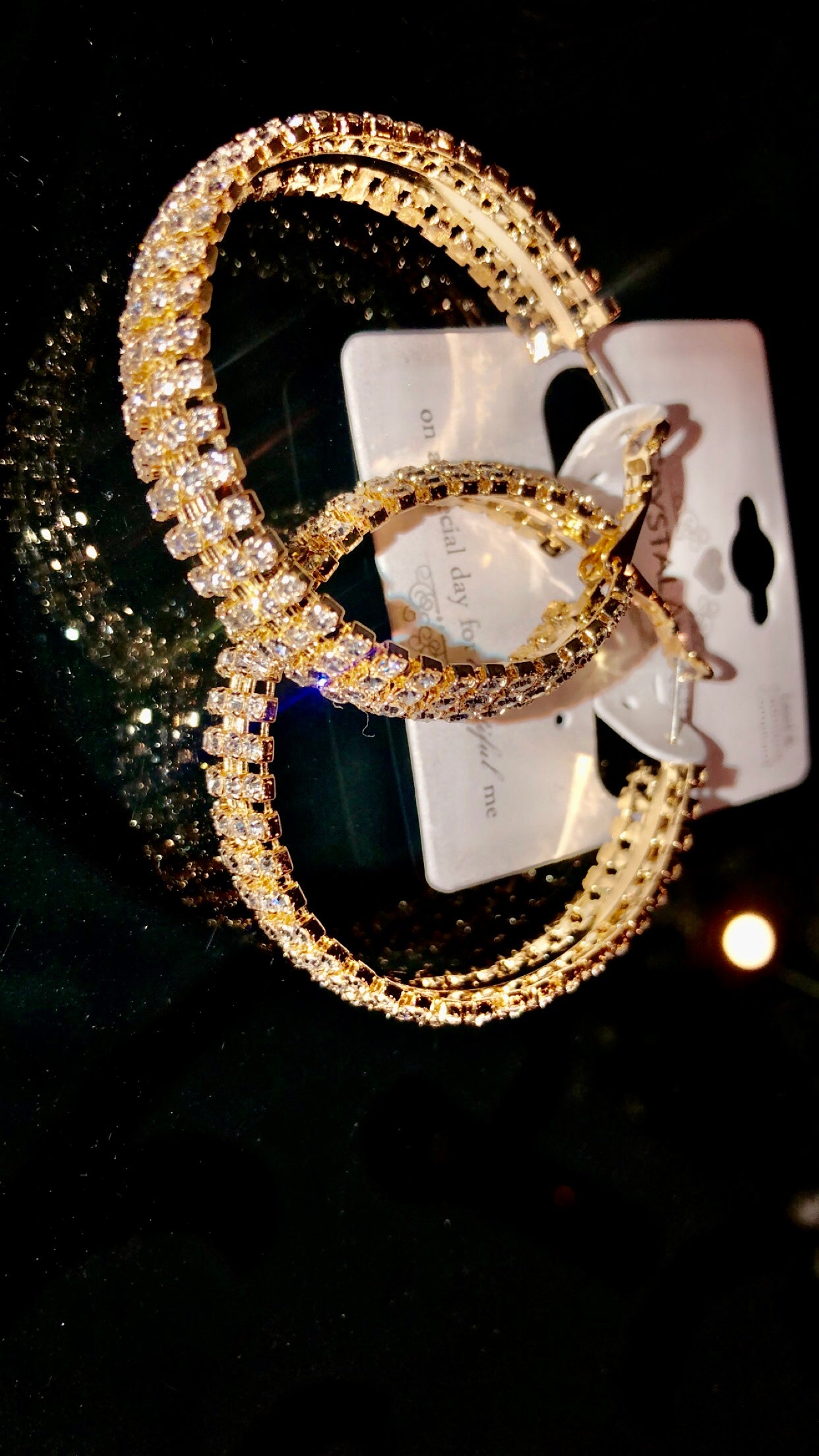 Gold Rhinestone Hoop Earrings